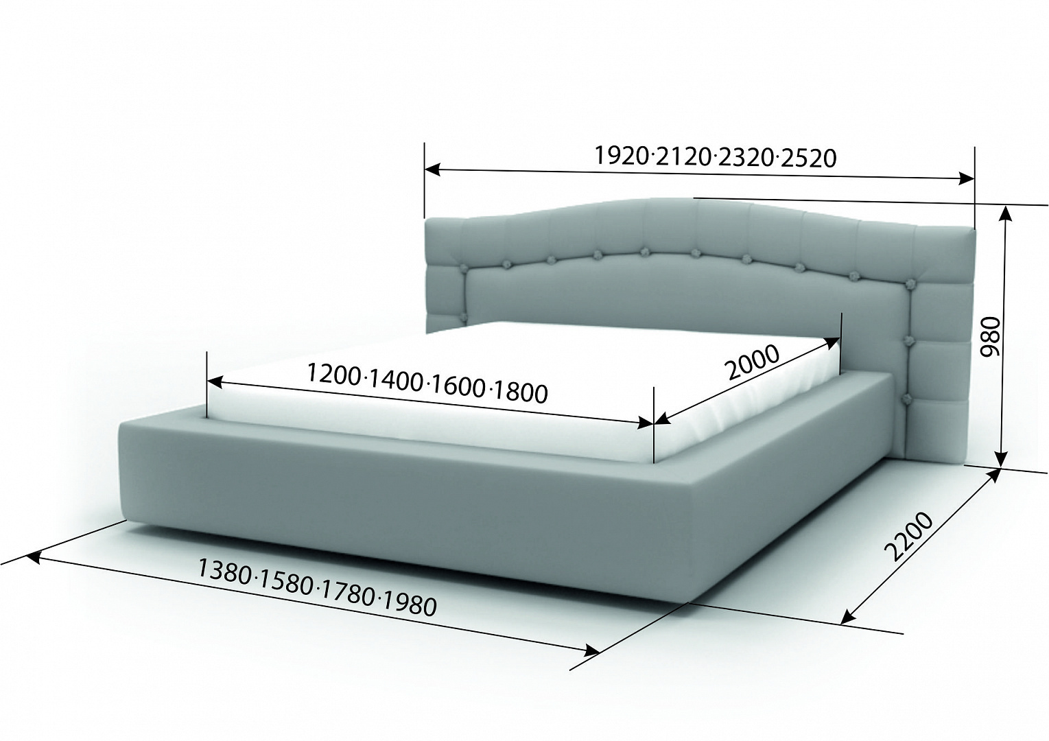 размеры кроватей таблица стандарт