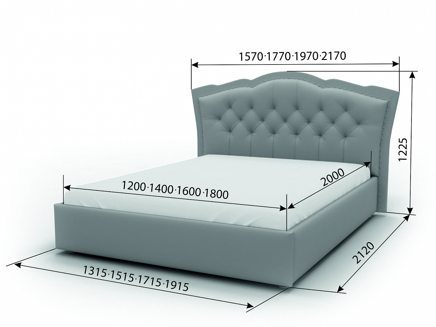 Размеры двуспальной кровати стандартные и евро